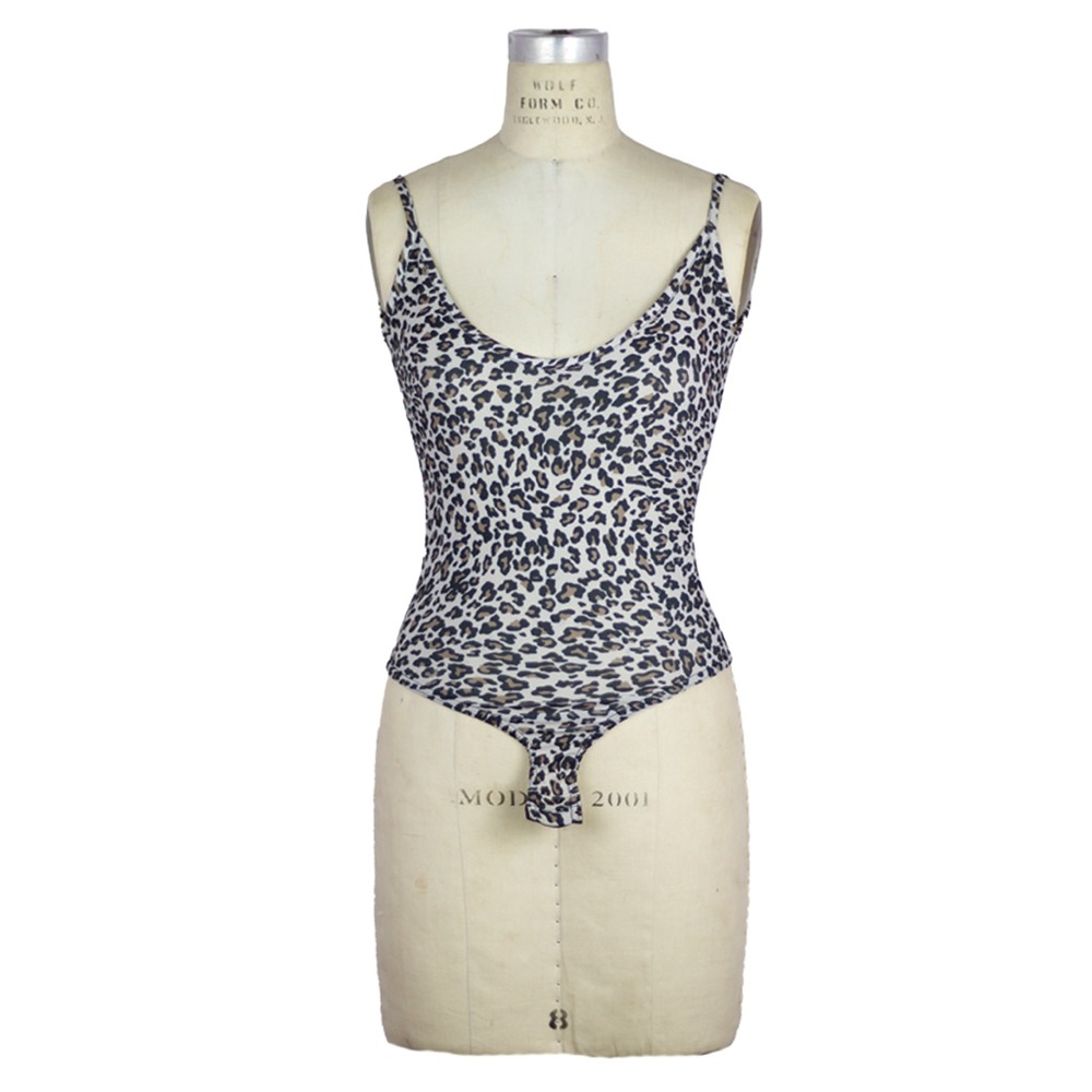 PrettyLittleThing Tan Leopard Strappy Bodysuit (Size 00)